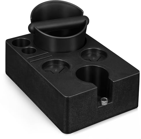 Y-Step Espresso Tamping Station 51mm with Knock Box: Compact Coffee Organizer for Home & Office & Bar Use Prep Station, Professional Barista Tool with Tamper - Space-Saving 2-in-1 Storage Set