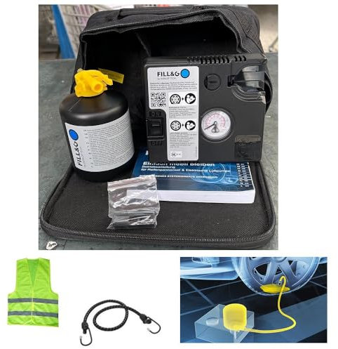 COMPATIBILE CON FIAT 500L SET PER FORATURA PNEUMATICI KIT GONFIA E RIPARA GOMME AUTOMATICO CON COMPRESSORE E LIQUIDO SIGILLANTE DA 620ML PER AUTO,SUV,FURGONI,MOTO