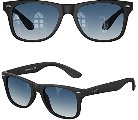 LUENX Sonnenbrille Herren Damen Polarisiert Sonnenbrillen Unisex Retro Schwarz Sunglasses Men UV400 Schutz Klassische Brille für Angeln Fahren Reise Sports (Farbverlauf Blau)