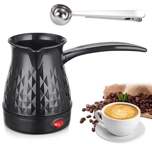 SPORWAY Cafetière à induction : machine à café turque avec cuillère doseuse à café, cafetière moka, 500 ml, cafetière à expresso de camping, cafetière turque élégante noire