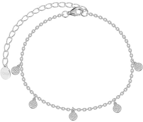 XENOX® POPPY GLITZ Armband - Damen Armband aus hochwertigem 925/- Sterlingsilber mit Anhängern und Zirkonia-Steinen | XS10012