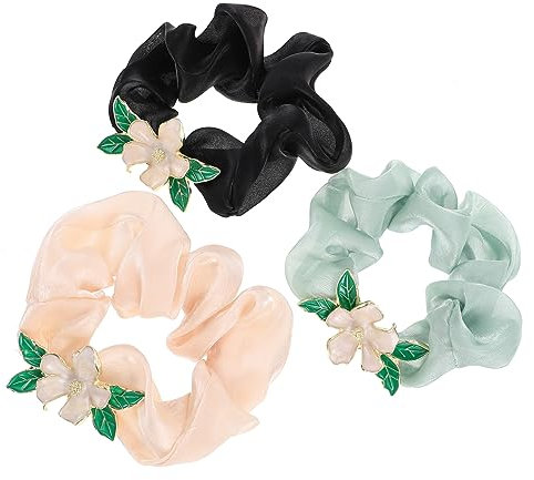 Baluue 3stücke Blumige Haargummis Elastische Haarschleifen Mesh-haarbänder Stilvoller Haarschmuck Für Damen Alltag Party Hochzeit Zubehör