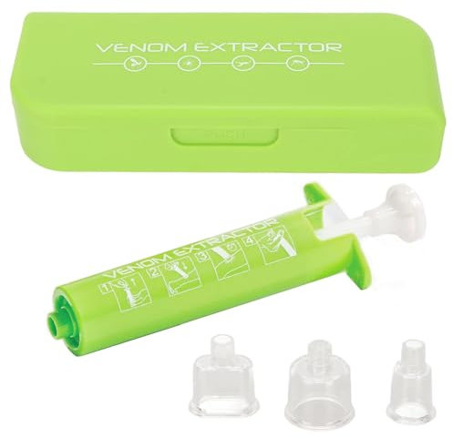 Extractor Veneno Mordedura Insectos, Herramienta Succión Vacío Picaduras Abeja con Caja Almacenamiento y 3 Tamaños Ventosas para Senderismo Exterior, Acampada, Picnic, Hogar, Hinchazón Reducir Aliviar