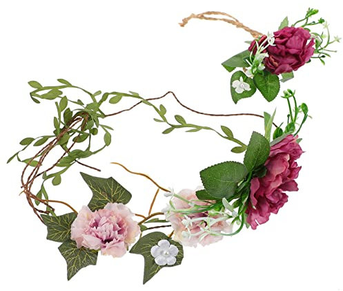 Healvian 2er-set Braut-stirnband Hochzeits-kopfschmuck Blumenkrone Stirnband Und Armband Blumen-kopfschmuck Für Hochzeit Blumen-haarband Für Die Braut