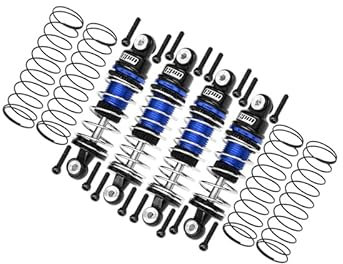 GPM Racing Aluminium 6061 Alloy Front (32mm) & Rear (36mm) Shock Set for LOSI 1/24 Micro-B 2WD Buggy RTR-LOS00007 Upgrade Parts - Blue
