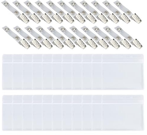 Lot de 22 porte-cartes transparents avec clip - Porte-badges nominatifs - Porte-carte d'identité transparent avec 22 clips pour cartes d'étudiant, cartes de bus, cartes de crédit