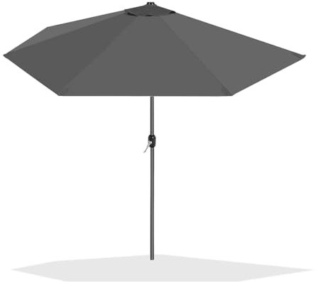 Acomoda Textil – Sombrilla Jardín Media Luna con Forro Anti UV. Parasol de Aluminio con Manivela, Toldo Semicircular con 135x270 cm para Terraza, Jardín y Patio. (Antracita)