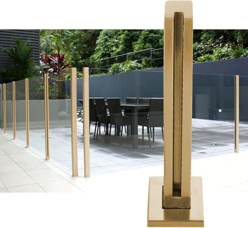 LwsCUiH Befestigungsstange aus Glas Glasgeländer-Zapfenpfosten Gold, Edelstahl-Glasballast-Verbindungsstück for Gartenzäune, Balkonschutz(End Post,95cm/37.4 in)
