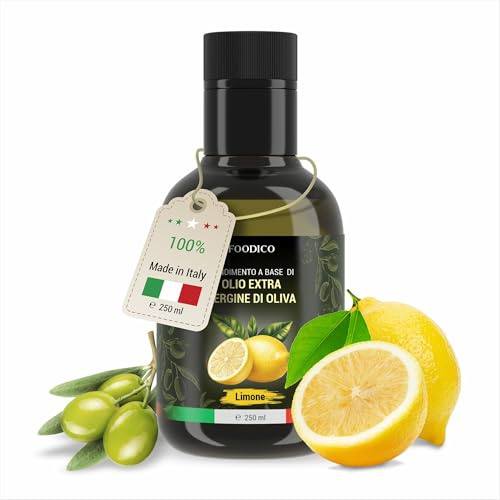 Foodico Zitrone Olivenöl | Italienisches Olivenöl Extra Vergine | kaltgepresst, ohne Zusatzstoffe | 250 ml