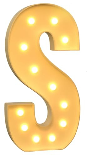 Large Light Up Letters 100cm Marquee Letters Balloon Frame For Birthday Party Wedding Backdrop Decoration Anniversary Baby Shower Day Decor(Letter S)