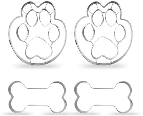 Lot de 4 emporte-pièces en forme de patte de chien - En acier inoxydable - Cadeau pour enfants
