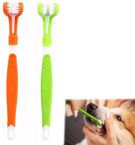GHPKOTW 2 Kopf Hundezahnbürste,Zahnbürste Hund,Zahnbürste für Hunde,Hund Zahnbürste Zahnpflege Hund,Komfortabler Zahnsteinentferner Hund,Hunde Zahnpflege,Zahnstein Hund und Große Haustier