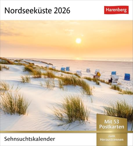 Sehnsuchtskalender Nordseeküste - Kalender 2026 - Harenberg-Verlag - Postkartenkalender mit 53 heraustrennbaren Postkarten - 16 cm x 17,5 cm
