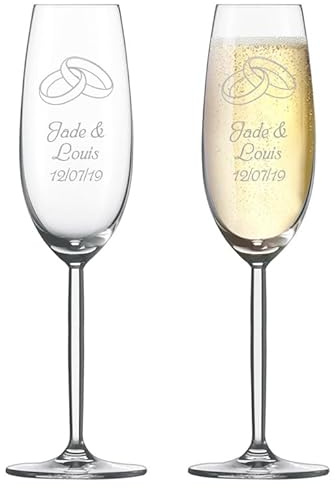 Générique Lot de 2 Flutes Gravées Luxe avec Motif, x2 Flûtes à Champagne Personnalisées, 21cl