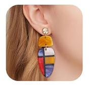 TOVABA Damen Farbige Resin Ohrringe – Auffälliger Schmuck für den Alltag, Perfektes Accessoire für Sommeroutfits, Stilvolle Statement-Ohrringe für Modebewusste Frauen