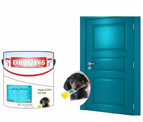 Window & Door PVC/UPVC Paint, 500ml, Available in Matte Gloss Sation Finish Metallic Colours and Solids (1 Light Blue Metallic)