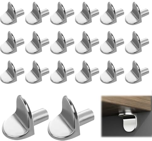 5mm Shelf Support Pegs for Kitchen Bookcases Closets Cabinets, 20 Pcs | Cupboard Shelf Pegs, Antirust Wardrobe Shelf Pins, L-Shaped Solid Alloy Kitchen Shelf Pegs for Cabinets, Bookshelves etc