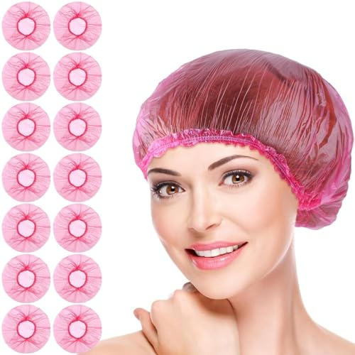 Einweg-Duschhauben für Damen, Kunststoff, Duschhut, große Duschhaube, elastische Haarkappe für Zuhause, Hotel, Spa und Friseursalon, Badezubehör, Körperpflege, 100 Stück