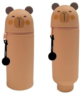 Nurila Silikon Federmäppchen,Capybara Federtasche aus weichem 2 in 1 Silikon Federtasche für Stifte,Federmappe und Stiftehalter,Mäppchen Tiere, Schlampermäppchen
