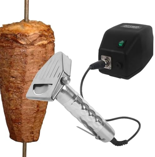 Hydravex Couteau électrique pour Kebab, shawarma, Doner, Kebab, Maison ou Restaurant, trancheur de Viande Gyros, 8 000 TR/Min, avec 2 Lames pour Couper Le Kebab Turc, l'agneau et la Dinde