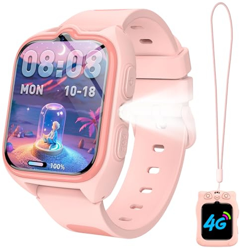 Kids Smart Watch，4G Smartwatch for Boys and Girls,GPS,Voice Chat，Video Calls, 800mAh Battery,SOS，LED Flashlight，Classroom Mode,Games,Camera, IP68 Waterproof，Children's Day gift for 4-15 Years Old