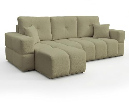 IDOHOME Ecksofa L-Form mit Schlaffunktion & Bettkasten, 250x148x85 cm, Liegefläche 125x200 cm, Sofa L Form - Farbe: Centaur 13