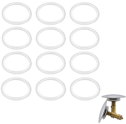 12Pcs Pop-Up Sink Plug Rubber Seal O-Ring Set, Replacement Rubber O-Rings & Washers for Basin Bath Plug Waste Drains, Universal Sink Waste Seals, Durable Sink Seal and Pop Up Plug Washer Kit