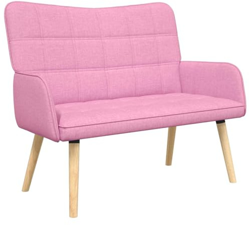 ULUYYUC Divano a 2 posti, rosa, 115 x 61 x 87 cm, in tessuto, con gambe in legno, moderno divano imbottito per soggiorno e camera da letto, piccolo divano con telaio in metallo