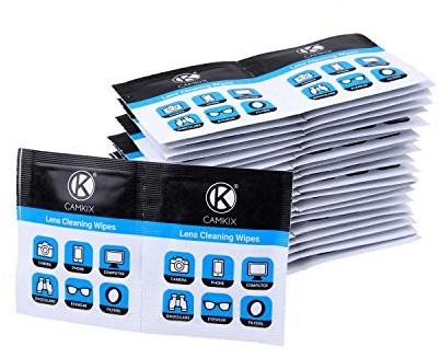 CAMKIX Objektiv- & Bildschirm-Reinigungsset - 3 Mikrofasertücher, 75 einzeln verpackte feuchte Tücher - Für Brillen, Sonnenbrillen, Objektive, Telefon/Tablet-Bildschirme, etc. - Spezielle Formel