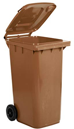 Contenedor de Basura con Ruedas, Cubo de Basura para Recogida Diferenciada, 240 - Marrón