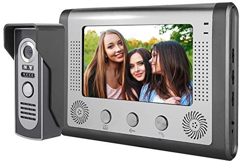 7 Inch Wired Video Intercom Doorbell, Home Security Door Phone, Waterproof Door Bell Chime Kit, Night Vision, Indoor Call Intercom,12 Melodies to Choose, for Home Office(UK)