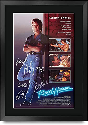 HWC Trading A3 FR Roadhouse The Cast Patrick Swayze Geschenke Printed Poster Autogramm Bild für Film-Memorabilia Fans - A3 Eingerahmt