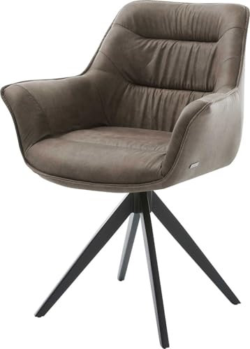DELIFE Polsterstuhl Kaira-Flex Kreuzgestell kantig Schwarz Mikrofaser Taupe Vintage