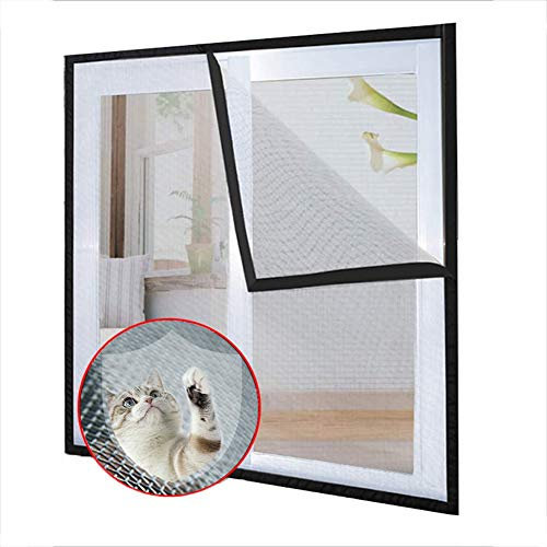 Ezoon - Red de seguridad para ventana de gato, mosquitera, semitransparente, rejilla de malla para gatos y pájaros de gato, autoadhesivo de velcro, corte para adaptarse