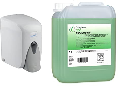Hygiene VOS Seifenspender für Schaumseife mit Hygiene VOS Schaumseife 5 Liter Kanister für häufiges Händewaschen sehr sparsam
