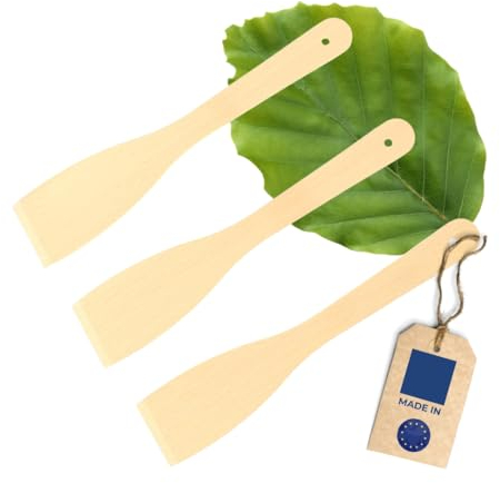 3x HOFMEISTER® Pfannenwender, 30 cm, antibakteriell, hitzebeständig & plastikfrei, keine Kratzer in beschichteten Pfannen, kein Plastik im Essen, 100% Naturprodukt, Buchen-Holz