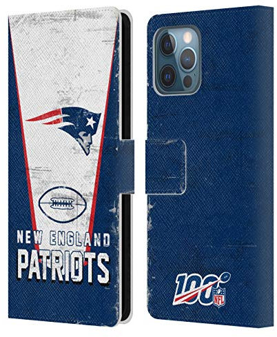 Head Case Designs Offizielle NFL Banner New England Patriots Logo Art Leder-Wallet-Hülle Kompatibel mit Apple iPhone 12 Pro Max