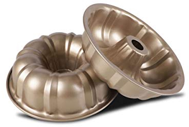 KiNeX 2PCS Fluted Ring Non-Stick Cake Tin Cake Pan with Swirl Engraving Baking Mould for Cakes Bread -23cm/9Inch