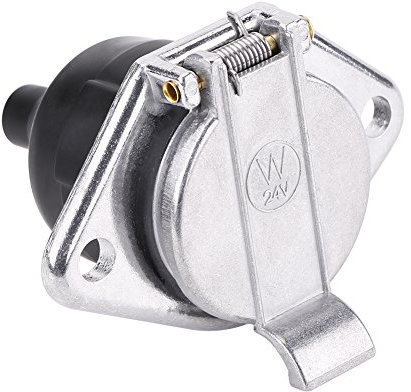 Trailer Socket, Universal Metal Cover 24V 7-Pin Trailer Plug 7-Pole Wiring Connector Adapter Socket