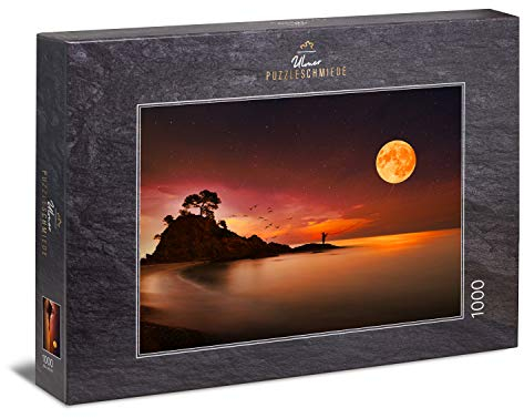 Ulmer Puzzleschmiede - Puzzle „Traumreise“ - Klassisches 1000 Teile Puzzle – fantasievolles Puzzlemotiv aus der Traum-Welt mit beeindruckenden Farben im Mond-Schein - für anspruchsvolle Puzzle-Abende