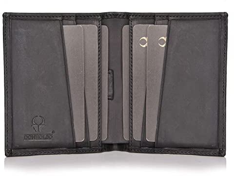 DONBOLSO Slim Wallet Rome - Smart Wallet Echtleder Geldbeutel mit RFID Schutz, Mini Portemonnaie für Damen und Herren, Leder Geldbörse mit 6 Kartenfächern Karten Portemonnaie Damen und Herren, Schwarz