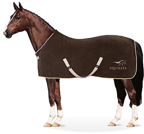 Equinate Abschwitzdecke Nevada aus Fleece mit Widerristpolster und Kreuzbegurtung 155cm Braun