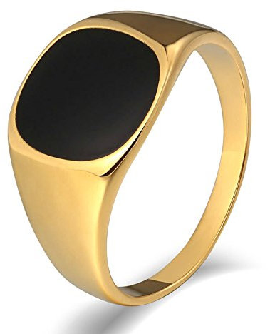 Herren Ring, Herren Ring Hip Hop Rund Aus Edelstahl Siegelring Für Herren Männer Mit Zirkonia Gold Ring Mit Kostenlos Gravur