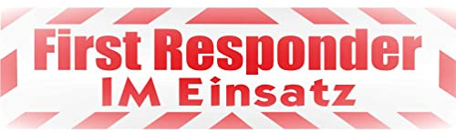 INDIGOS UG - Magnetschild Auto First Responder im Einsatz mit Rahmen 45 x 12 cm rot reflektierend - Magnetfolie LKW Truck Transporter Baustellenfahrzeug Firmenwagen - flexibel abnehmbar
