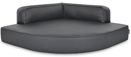 Mypado Eck Hundebett, Hundekissen, Hundesofa, Kunstleder GRAU, auch orthopädisch dreieckig