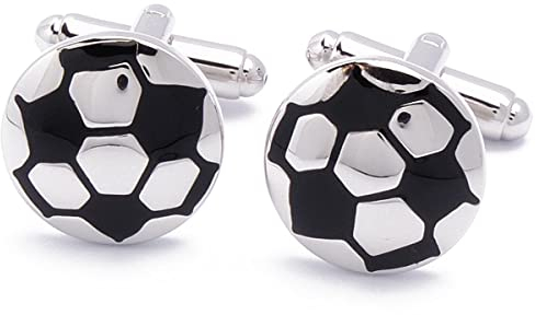Manschettenknöpfe - Fußball Ball Soccer Silber und Schwarz
