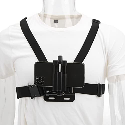 Goshyda Telefon-Brusthalterung, Verstellbare Action-Kamera-Gurthalterung mit Telefonhalterung, J-Form-Halterung, Schraube, Adapter für , Osmo Action for Usw
