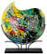 GILDE GLAS art Vase décoratif Rond Peint à la Main sur Pied en métal Noir Hauteur 50 cm