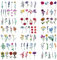 TSHAOUN 20 Blätter Bunte Kleine Blume Temporäre Tattoos, Lavendel Lilie Sonnenblumen Blumen Zweige Fake Tattoos für Gesicht, Hals, Arme, Füße, Kinder, Erwachsene, 85 Muster Insgesamt (Colorful)