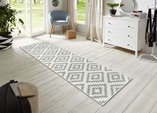 Hanse Home Teppich Läufer Nordic 80x400cm – Teppichläufer Weicher Kurzflor Teppich Modern Raute Design Läufer für Flur, Schlafzimmer, Kinderzimmer, Badezimmer, Wohnzimmer, Küche Dekoläufer– Creme